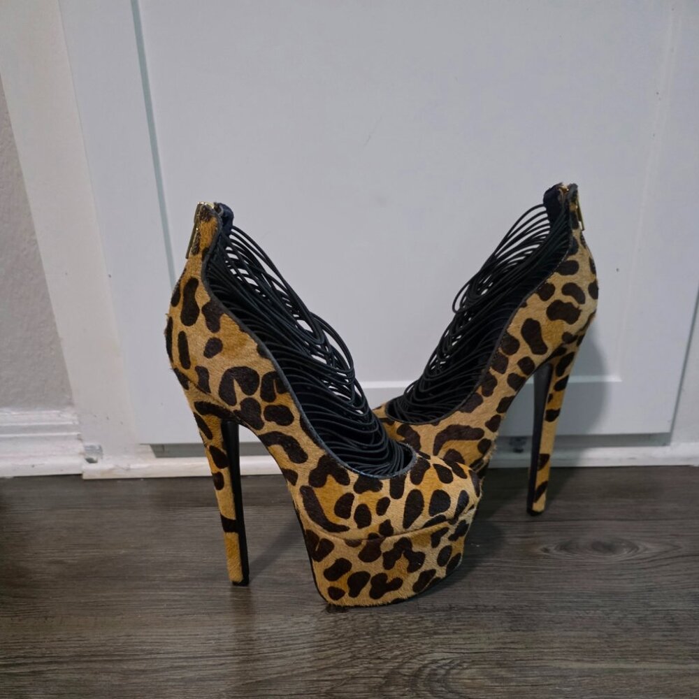 London Trash Leopard Print Platform Heels | Size 6 | Sky High Stiletto